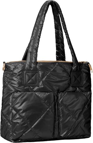 Puffer Tote Bag for Women, Large Quilted Tote Bag with Two Exterior Pockets, Ultra-Lightweight and Soft Puffy Bag in Saudi Arabia