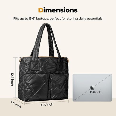 Puffer Tote Bag for Women, Large Quilted Tote Bag with Two Exterior Pockets, Ultra-Lightweight and Soft Puffy Bag in Saudi Arabia