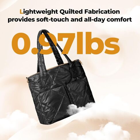 Puffer Tote Bag for Women, Large Quilted Tote Bag with Two Exterior Pockets, Ultra-Lightweight and Soft Puffy Bag in Saudi Arabia