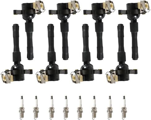 UF354 Ignition Coil Pack Iridium Spark Plugs Set of 8 Fits For Land Rover Range Rover 2004-2005 & BMW X5 M5 2000-2003, 540i 740i 740iL 840Ci Z8 Replacement for 7092, BKR6EGP, 12131703227 in Kuwait