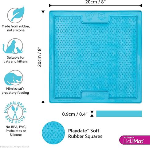 LickiMat Classic Playdate, Cat Slow Feeder Lick Mat, Boredom anxiety reducer; Perfect for Food, Treats, Yogurt, or Peanut Butter. Fun Alternative to a Slow Feed Cat Bowl or Dish, Green in Kuwait