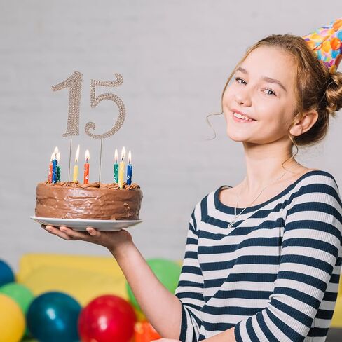 رقم 15 كعكة توبر، 15 كعكة عيد ميلاد توبر سباركلي بلينغ سبيكة كريستال أحجار الراين كعكة توبر أحجار الراين الخامس عشر كعكة توبر، تزيين الكعكة لحفلة عيد الميلاد والذكرى السنوية، فضي in Saudi Arabia