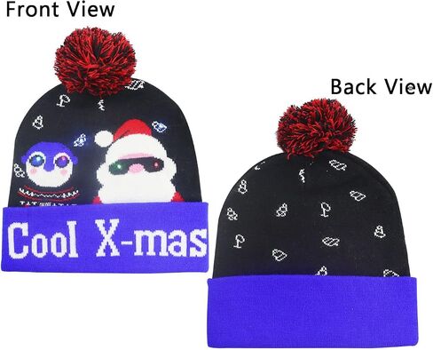 2Pack Christmas Beanie Hats for Men Women Kid, Funny LED Light Up Xmas Knitted Cap Winter Hat in Saudi Arabia
