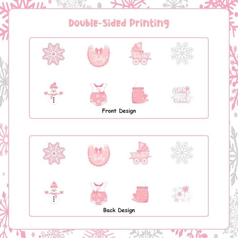 Winter Pink Snowflake Diaper Cake Decorations Kit for Baby Shower, Snowflake Patterned Ribbons 5 Yards, Baby It's Cold Outside Cards Gender Reveal Party Decorations Supplies in Saudi Arabia