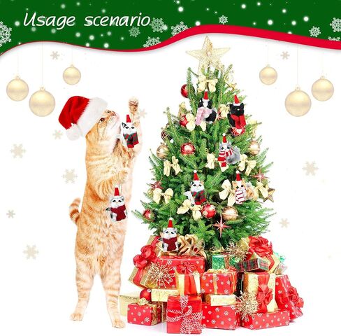 6 Sets Cat Ornaments with Colorful Scarf Kitten Ornaments Mini Tabby Cat Xmas Tree Holiday Hanging Decoration Artificial Fur Kitten Ornament with Santa Hat Scarf for Christmas Tree Decor in Saudi Arabia