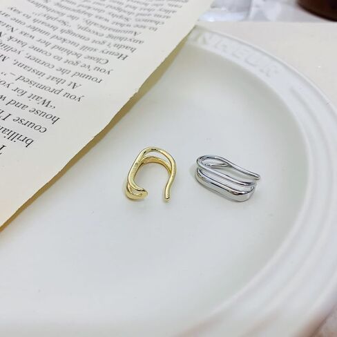 Ear Cuffs Gold Earring Ear Clip on Earrings for Women - Non Pierced Ear Cuffs No Piercing Ears Cartilage Earrings Minimalist Geometric Daily Wearing in Saudi Arabia