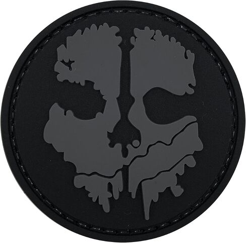PVC Call to Duty Patch Skull Patch 2 "× 2" مع قفل خلفي للسترات والملابس والسترات وحقائب الظهر والقبعات (أسود ورمادي، 2 "× 2") in Saudi Arabia