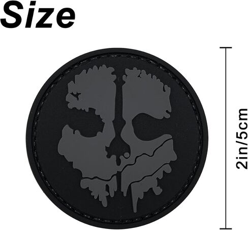 PVC Call to Duty Patch Skull Patch 2 "× 2" مع قفل خلفي للسترات والملابس والسترات وحقائب الظهر والقبعات (أسود ورمادي، 2 "× 2") in Saudi Arabia