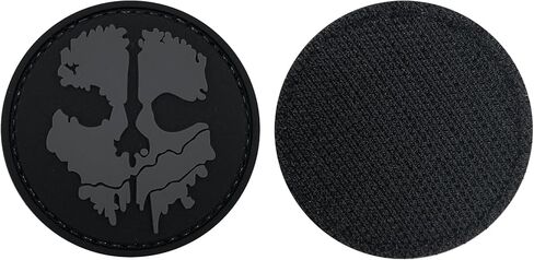 PVC Call to Duty Patch Skull Patch 2 "× 2" مع قفل خلفي للسترات والملابس والسترات وحقائب الظهر والقبعات (أسود ورمادي، 2 "× 2") in Saudi Arabia