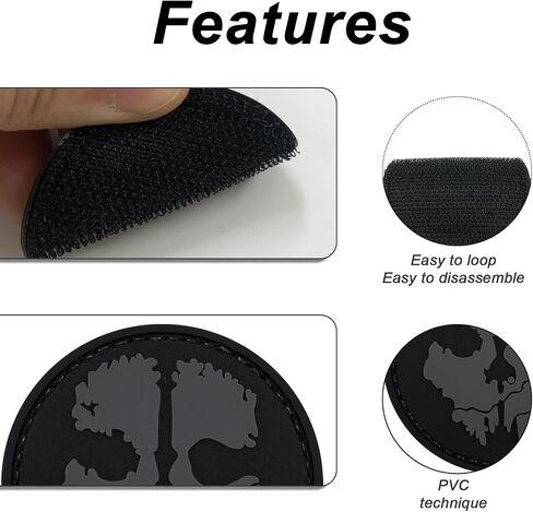 PVC Call to Duty Patch Skull Patch 2 "× 2" مع قفل خلفي للسترات والملابس والسترات وحقائب الظهر والقبعات (أسود ورمادي، 2 "× 2") in Saudi Arabia