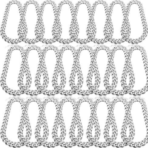 Inbagi 24 Pcs Big Chain Bulk Fake Chunky Chain Faux Rapper Chain for 80s 90s Punk Style Halloween Costume, 32 Inches Long in Kuwait