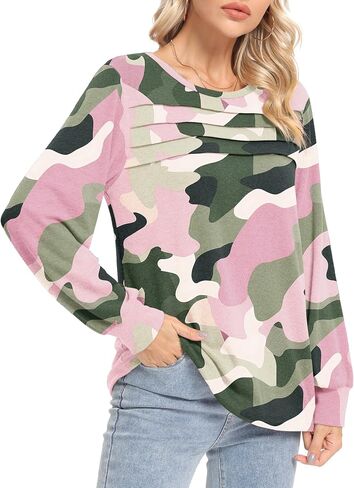 Womens Long Sleeve Shirts Casual Blouses Crewneck Tunic Dressy Tops Trendy T-shirts in Saudi Arabia