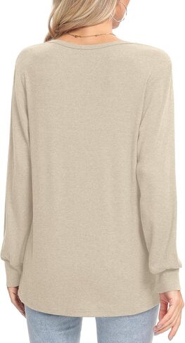 Womens Long Sleeve Shirts Casual Blouses Crewneck Tunic Dressy Tops Trendy T-shirts in Saudi Arabia