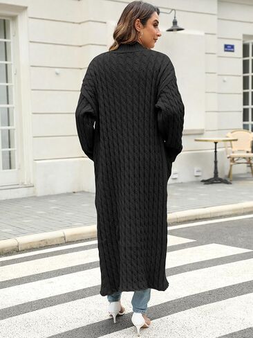 Womens Long Cardigan Sweater Open Front Long Sleeve Chunky Cable Knit Duster Outerwear Maxi 2024 Fall Jacket Coats in Saudi Arabia