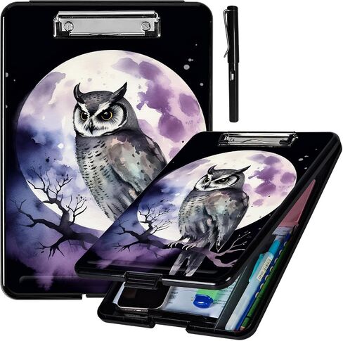 Clipboard with Storage,Plastic Storage Clipboard with Low Profile Clip,Nursing Clipboards with Storage with Pen Holder,for School,Office Supplies,Women, Man,with a Pencil,Black White Skull in Saudi Arabia