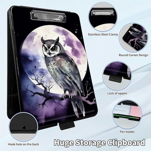 Clipboard with Storage,Plastic Storage Clipboard with Low Profile Clip,Nursing Clipboards with Storage with Pen Holder,for School,Office Supplies,Women, Man,with a Pencil,Black White Skull in Saudi Arabia