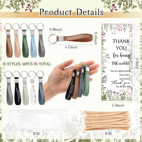 Geyoga 30 Sets Christmas Employees Appreciation Gifts Inspirational Bamboo Pens Bulk Motivational Silicone Keychains with Card and Bag for Volunteer Coworkers Thank You Gifts Office Supplies(Staff) in Saudi Arabia