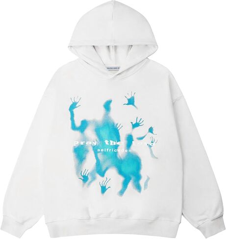 Aelfric Eden Graphic Hoodies Vintage Printed Hoodie Sweatshirt Casual Oversized Long Sleeve Streetwear Hooded Pullover in Kuwait