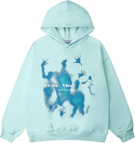Aelfric Eden Graphic Hoodies Vintage Printed Hoodie Sweatshirt Casual Oversized Long Sleeve Streetwear Hooded Pullover in Kuwait