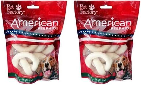 Pet Factory American Beefhide 3-3.5" Pretzels Dog Chew Treats - Natural Flavor, 4 Count/1 Pack in Saudi Arabia