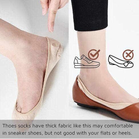ULTRA LOW-CUT Invisible Socks Women for Flats & Heels, Thin and Smooth No Show Liner Socks Non-Slip & Seamless, 3 & 6 Pairs in Saudi Arabia