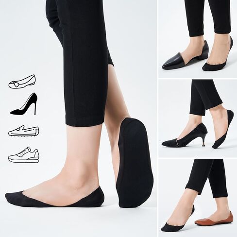 ULTRA LOW-CUT Invisible Socks Women for Flats & Heels, Thin and Smooth No Show Liner Socks Non-Slip & Seamless, 3 & 6 Pairs in Saudi Arabia
