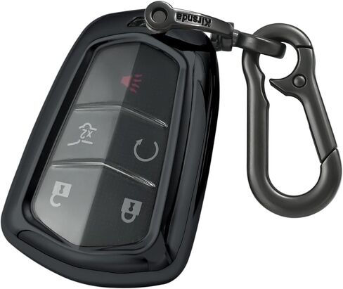 for Cadillac Key fob Cover case Keychain,Soft TPU Key case,Skin,5-6 Buttons Compatible with CT6 XT5 CTS XTS SRX ATS STS Remote Key Vehicle Accessories(Transparent Black) in Saudi Arabia