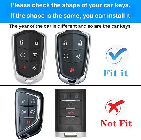 for Cadillac Key fob Cover case Keychain,Soft TPU Key case,Skin,5-6 Buttons Compatible with CT6 XT5 CTS XTS SRX ATS STS Remote Key Vehicle Accessories(Transparent Black) in Saudi Arabia