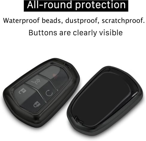 for Cadillac Key fob Cover case Keychain,Soft TPU Key case,Skin,5-6 Buttons Compatible with CT6 XT5 CTS XTS SRX ATS STS Remote Key Vehicle Accessories(Transparent Black) in Saudi Arabia