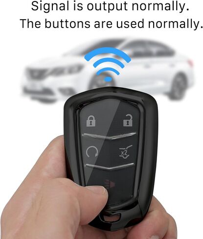 for Cadillac Key fob Cover case Keychain,Soft TPU Key case,Skin,5-6 Buttons Compatible with CT6 XT5 CTS XTS SRX ATS STS Remote Key Vehicle Accessories(Transparent Black) in Saudi Arabia