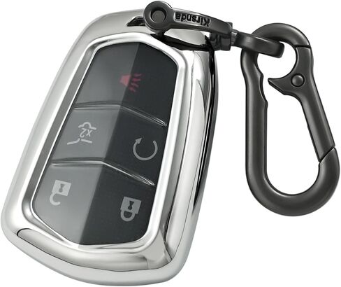 for Cadillac Key fob Cover case Keychain,Soft TPU Key case,Skin,5-6 Buttons Compatible with CT6 XT5 CTS XTS SRX ATS STS Remote Key Vehicle Accessories(Transparent Black) in Saudi Arabia