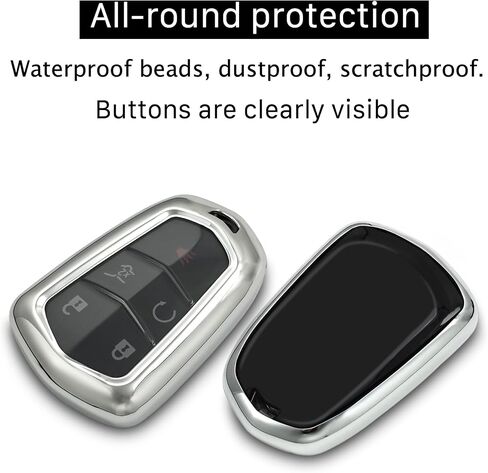 for Cadillac Key fob Cover case Keychain,Soft TPU Key case,Skin,5-6 Buttons Compatible with CT6 XT5 CTS XTS SRX ATS STS Remote Key Vehicle Accessories(Transparent Black) in Saudi Arabia