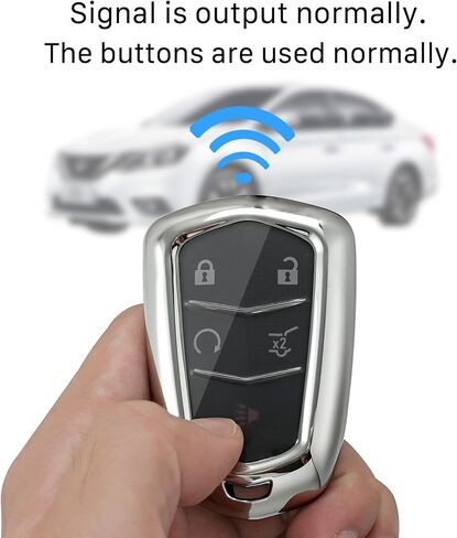 for Cadillac Key fob Cover case Keychain,Soft TPU Key case,Skin,5-6 Buttons Compatible with CT6 XT5 CTS XTS SRX ATS STS Remote Key Vehicle Accessories(Transparent Black) in Saudi Arabia