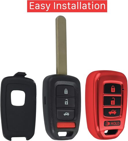 حافظة غطاء مفتاح Honda Key fob مع سلسلة مفاتيح، غطاء/جلد مفتاح حماية ناعم من مادة TPU، 4 أزرار متوافقة مع ملحقات السيارة الرئيسية Accord Civic CR-V LX (أبيض فضي) in Kuwait