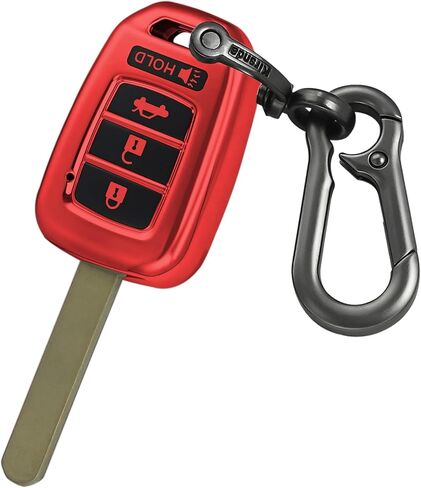 حافظة غطاء مفتاح Honda Key fob مع سلسلة مفاتيح، غطاء/جلد مفتاح حماية ناعم من مادة TPU، 4 أزرار متوافقة مع ملحقات السيارة الرئيسية Accord Civic CR-V LX (أبيض فضي) in Kuwait