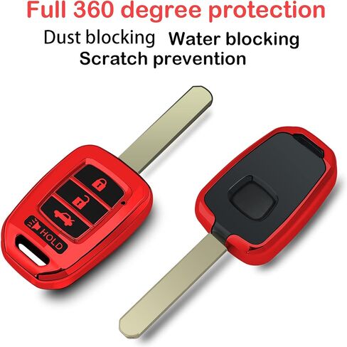 حافظة غطاء مفتاح Honda Key fob مع سلسلة مفاتيح، غطاء/جلد مفتاح حماية ناعم من مادة TPU، 4 أزرار متوافقة مع ملحقات السيارة الرئيسية Accord Civic CR-V LX (أبيض فضي) in Kuwait