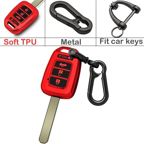حافظة غطاء مفتاح Honda Key fob مع سلسلة مفاتيح، غطاء/جلد مفتاح حماية ناعم من مادة TPU، 4 أزرار متوافقة مع ملحقات السيارة الرئيسية Accord Civic CR-V LX (أبيض فضي) in Kuwait