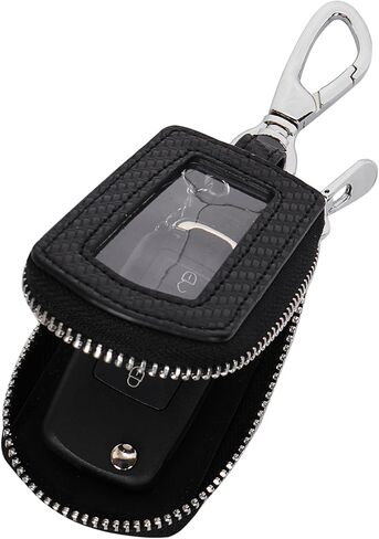 LinsCraft Universal Premium Car Key Fob Case, Leather Key Fob Cover, Key Fob Protector, Car key fob holder for Remote Key Fob (Black) in Saudi Arabia