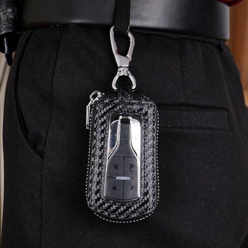 LinsCraft Universal Premium Car Key Fob Case, Leather Key Fob Cover, Key Fob Protector, Car key fob holder for Remote Key Fob (Black) in Saudi Arabia