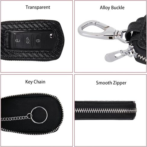 LinsCraft Universal Premium Car Key Fob Case, Leather Key Fob Cover, Key Fob Protector, Car key fob holder for Remote Key Fob (Black) in Saudi Arabia