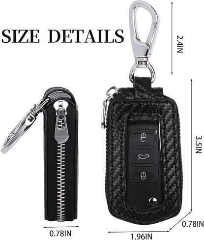 LinsCraft Universal Premium Car Key Fob Case, Leather Key Fob Cover, Key Fob Protector, Car key fob holder for Remote Key Fob (Black) in Saudi Arabia