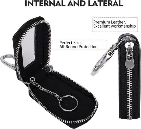 LinsCraft Universal Premium Car Key Fob Case, Leather Key Fob Cover, Key Fob Protector, Car key fob holder for Remote Key Fob (Black) in Saudi Arabia