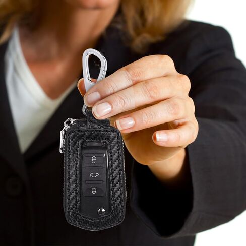 LinsCraft Universal Premium Car Key Fob Case, Leather Key Fob Cover, Key Fob Protector, Car key fob holder for Remote Key Fob (Black) in Saudi Arabia