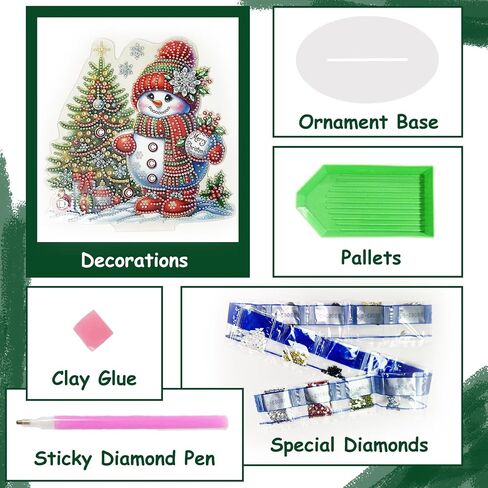 VNRGG Diamond Art Kits for Adults Christmas 5D DIY Snowman Christmas hat Christmas Tree Diamond Art Christmas Desktop Ornaments in Saudi Arabia