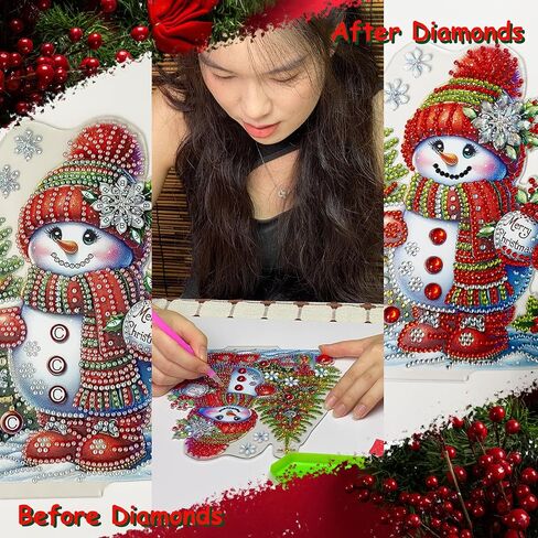 VNRGG Diamond Art Kits for Adults Christmas 5D DIY Snowman Christmas hat Christmas Tree Diamond Art Christmas Desktop Ornaments in Saudi Arabia