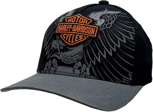 Harley-Davidson Men's Eagle Winged Embroidered Snapback Adjustable Baseball Cap Black in Saudi Arabia