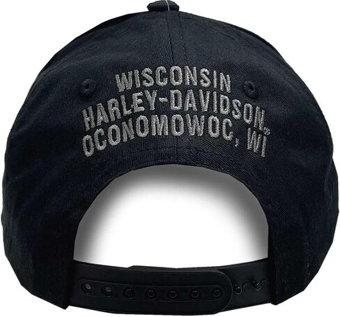 Harley-Davidson Men's Eagle Winged Embroidered Snapback Adjustable Baseball Cap Black in Saudi Arabia