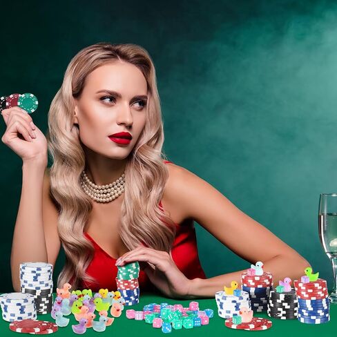 مجموعة ألعاب البط المكونة من 200 قطعة تتضمن 50 بطة صغيرة صغيرة و100 نرد صغير و50 شريحة بوكر للنساء والرجال كروز كرنفال النرد ألعاب البط لوازم الحفلات in Kuwait