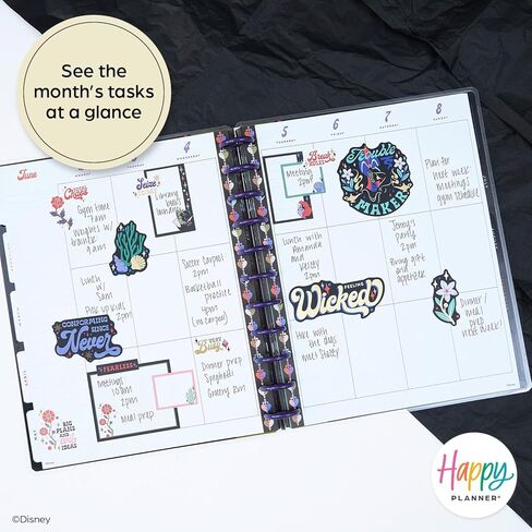 مخطط سعيد من ديزني على شكل قرص لمدة 12 شهرًا، من يناير إلى ديسمبر. 2025 مخطط يومي وأسبوعي وشهري، حجم كبير، تخطيط عمودي، ديزني الخير مقابل الشر، 12 مقسم، 8.5 × 11 بوصة in Kuwait
