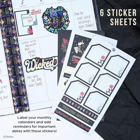 مخطط سعيد من ديزني على شكل قرص لمدة 12 شهرًا، من يناير إلى ديسمبر. 2025 مخطط يومي وأسبوعي وشهري، حجم كبير، تخطيط عمودي، ديزني الخير مقابل الشر، 12 مقسم، 8.5 × 11 بوصة in Kuwait